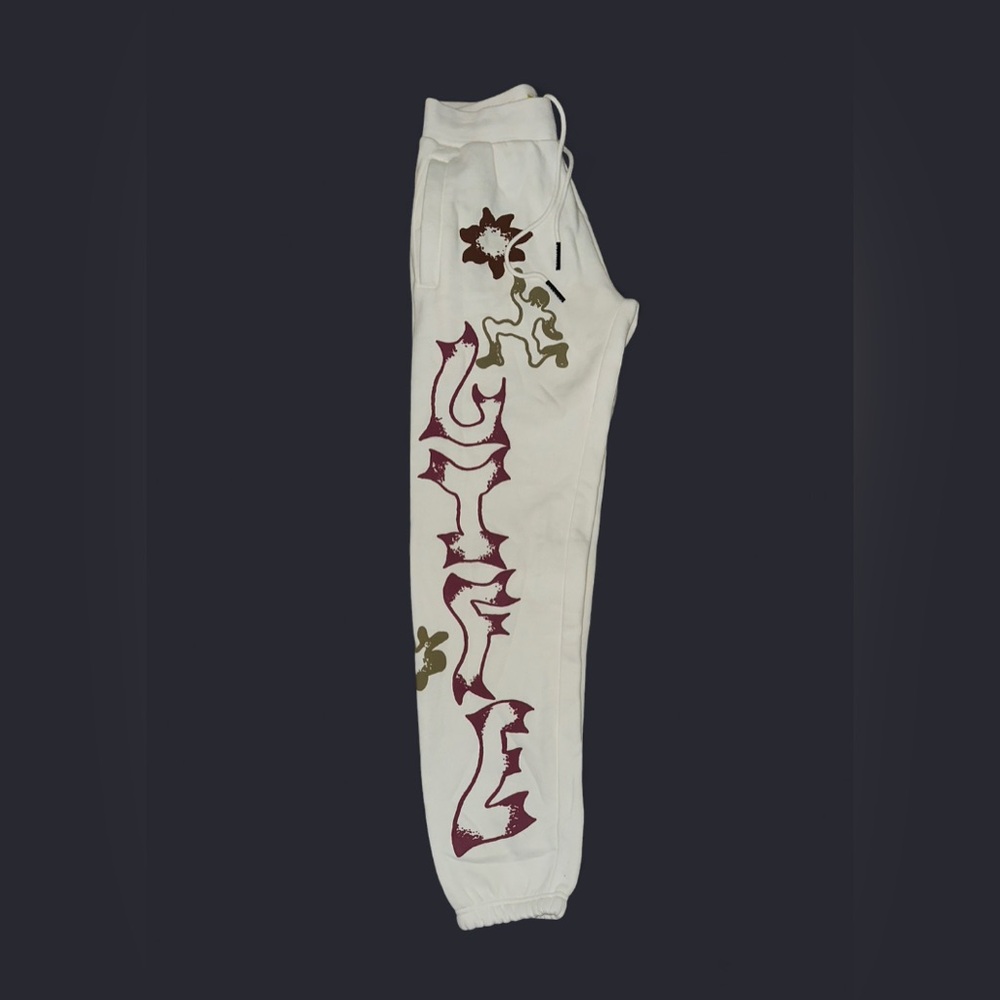 NWOT Urban Outfitters White Floral Track Pants - Picture 10 of 11